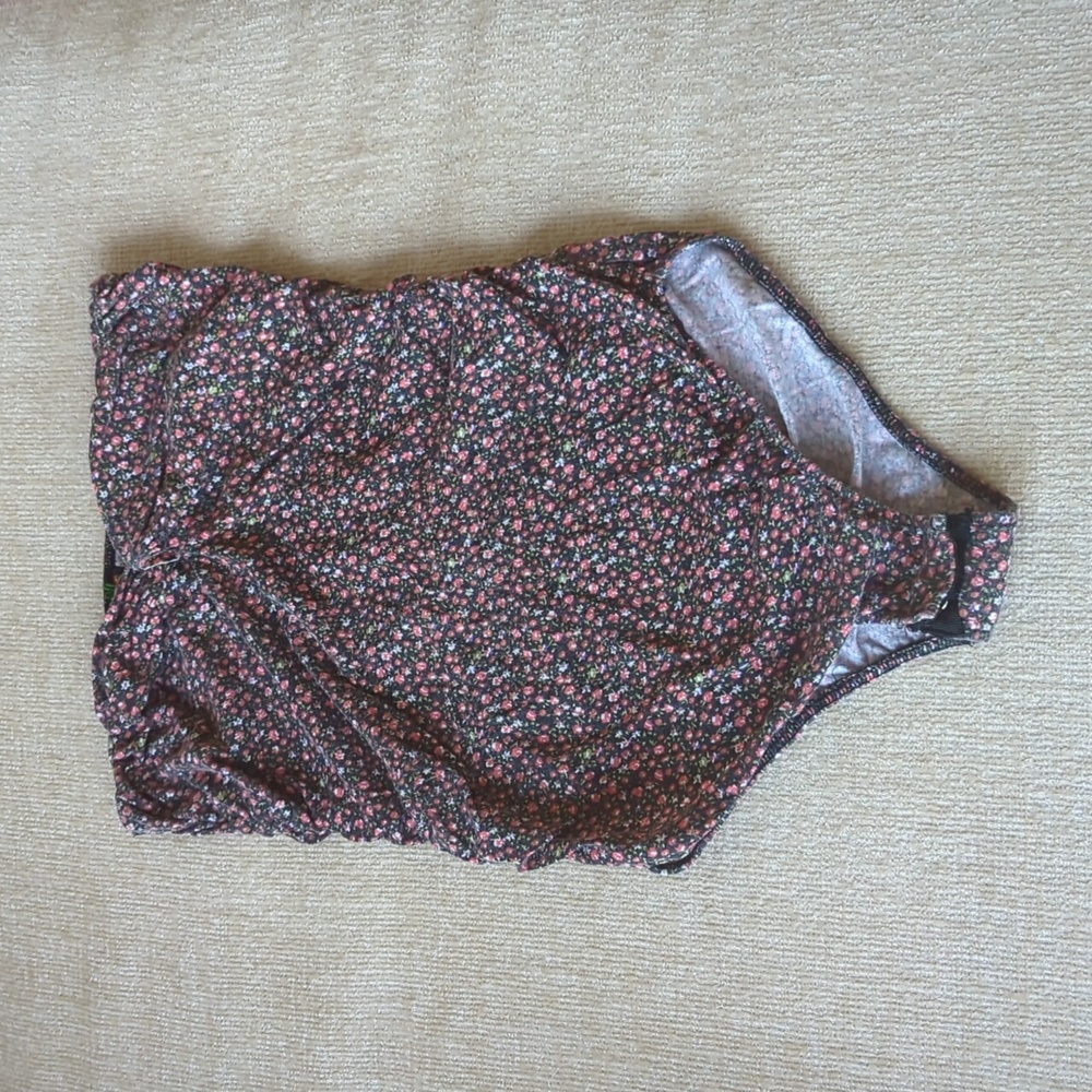 Poof floral scrunch tube top body suit